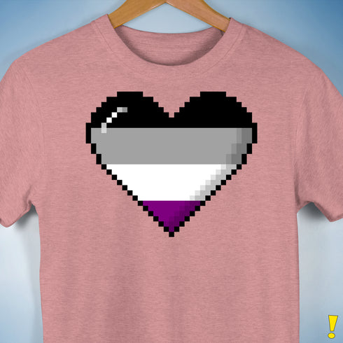 Asexual Pride 8-Bit Pixel Heart Premium Unisex T-Shirt - Mauve Heather